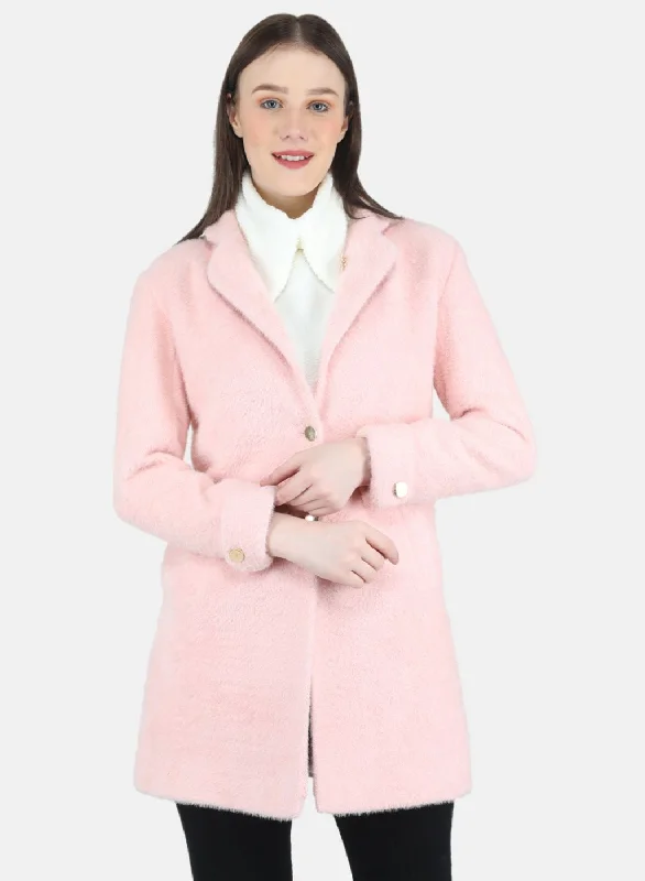 One-DAY Sale Women Pink Solid Coat
