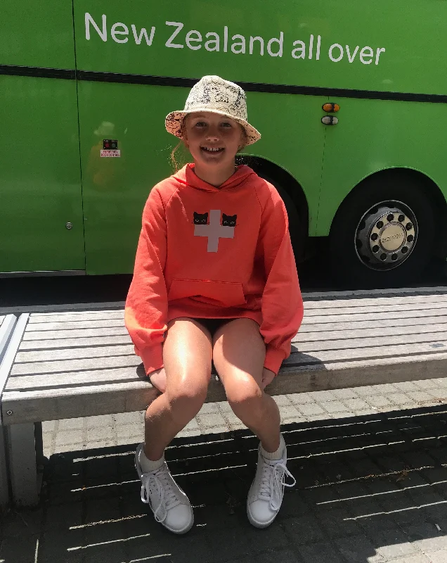 Must-Have Deals Stella + Gemma | Kids Hanna Hoodie Hot Coral Cats | Orange