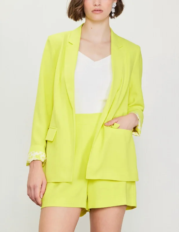 Massive Deals Long Sleeve Blazer In Lime Yellow