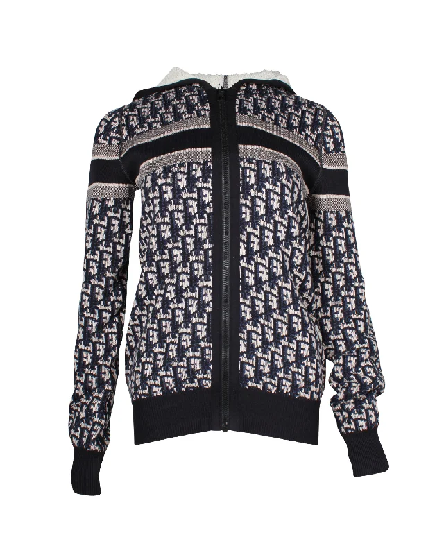 Daily Specials Dior Reversible Zipped Cardigan with Hood in Multicolor Cashmere