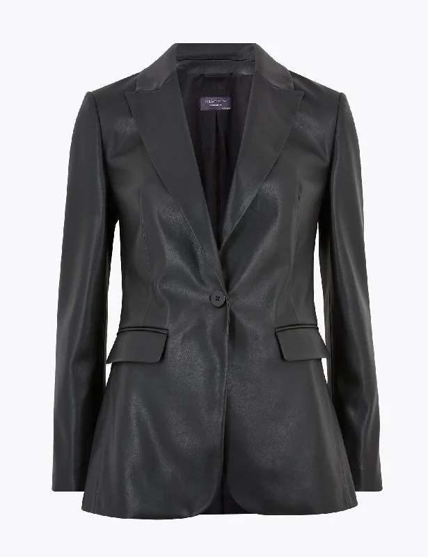 Deep Discounts Faux Leather Tailored Blazer