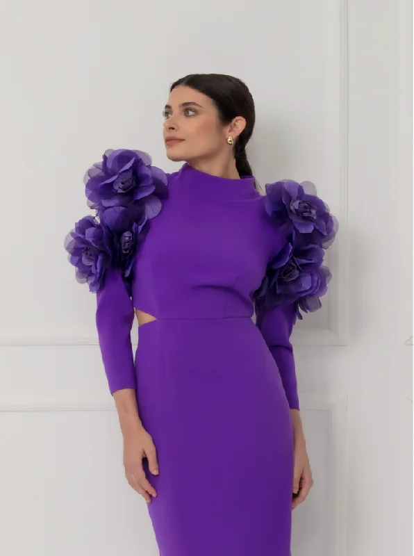 modern dressMatilde Cano Purple Morado Flores Dress