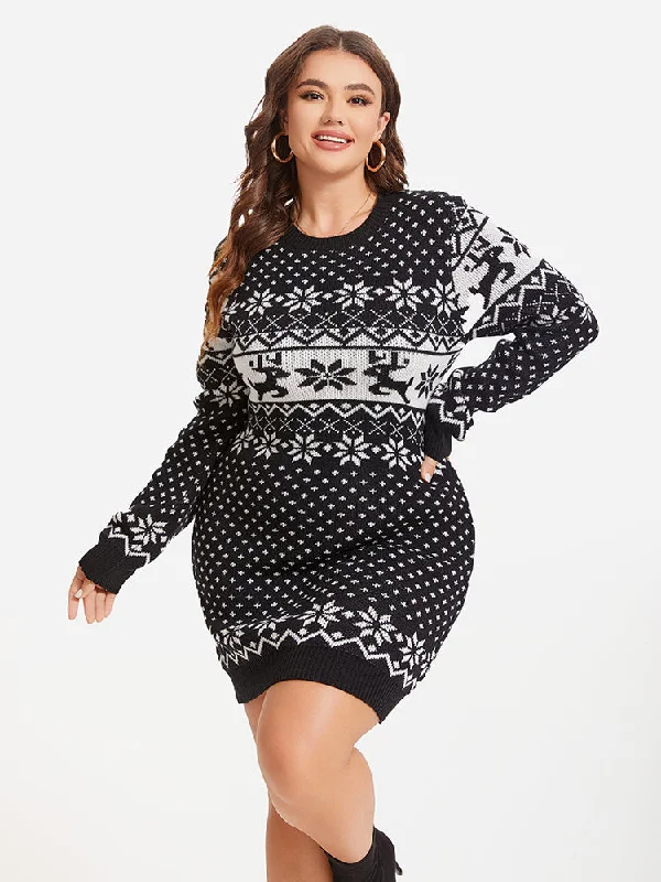 elegant maxi dressChristmas Pattern Sweater Dress