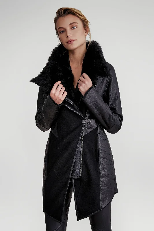 comfortable coatAriel - Black Shearling Coat