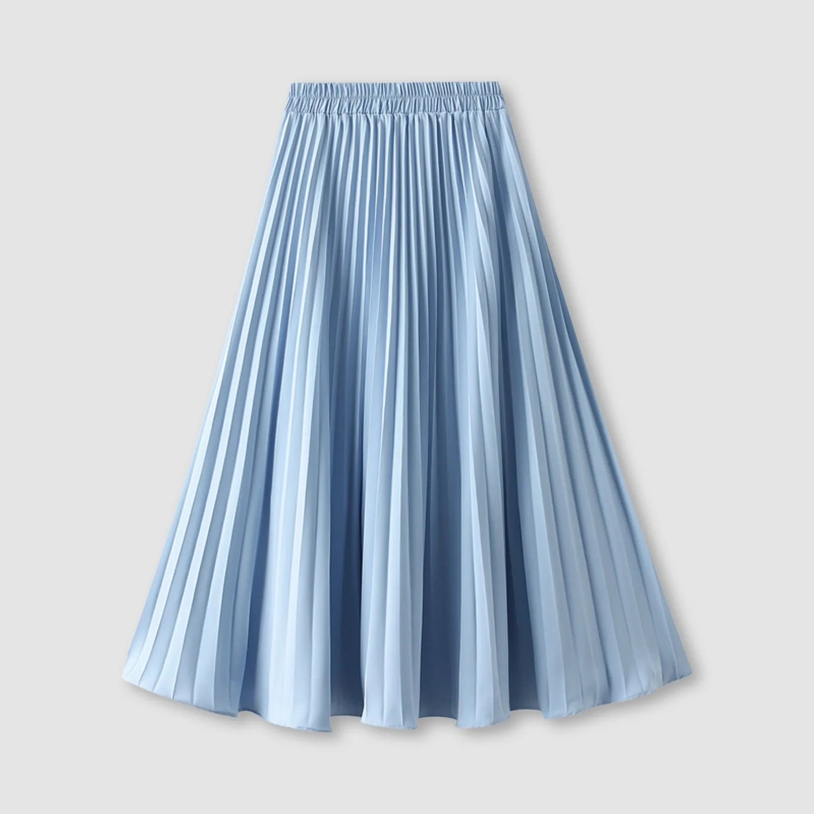 Don’t Miss Out JuliaFashion - Women's Pleated Skirt Spring Summer Elastic Waist Slim Long A Line Skirt Double Layer Chiffon Skirts Solid Midi Pleated Skirt Dress