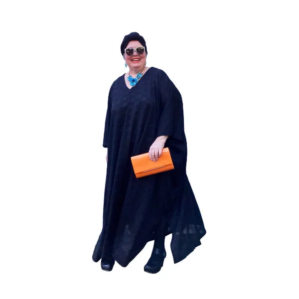 stylish party dressPlus Size Auntie Mame Black Gold Caftan