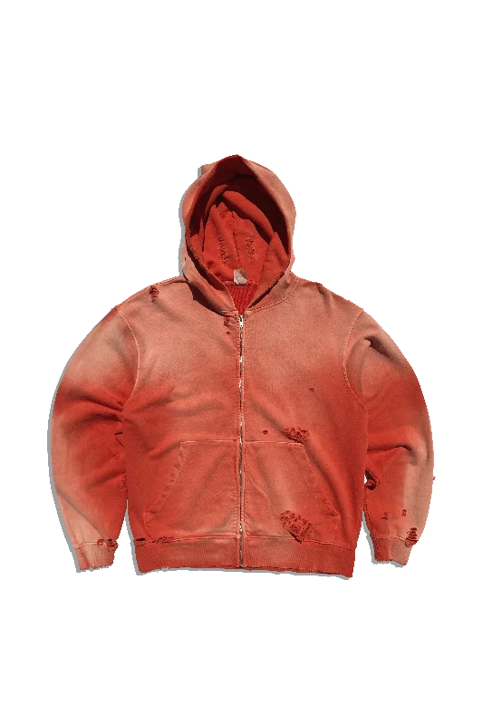 Crazy Deals Exclusive Cross Country Zip Hoodie - Distressed Blood Orange Slushie