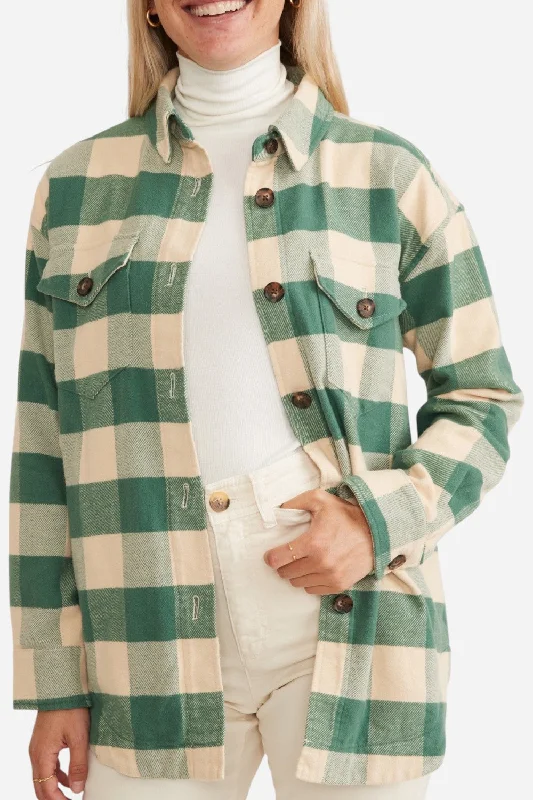 classic trench coatMarine Layer Bailey Flannel Shirt Jacket in Green Cream Buffalo