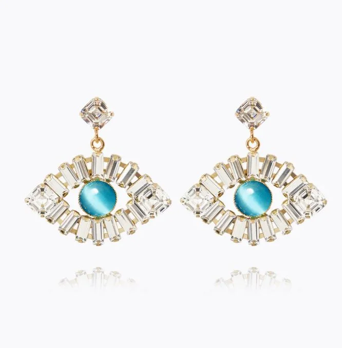Price Fest Caroline Svedbom Greek Eye Statement Earrings Crystal/Aquamarine