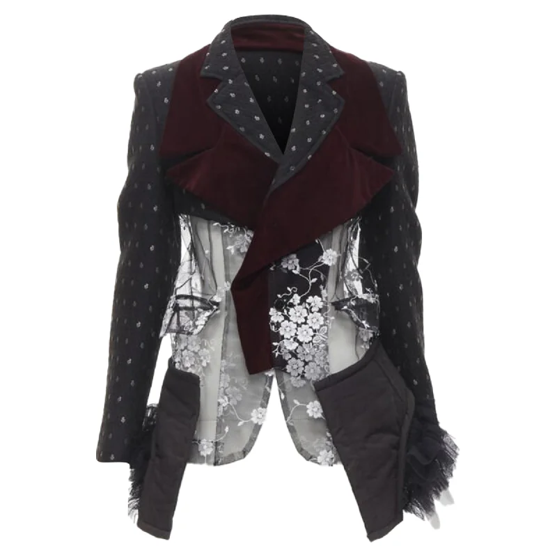 Deal Mania Comme des Garcons velvet floral mesh tulle blazer