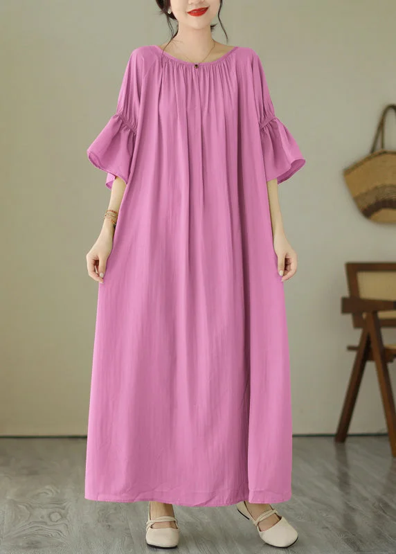 Amazing Deals Cute Pink Tie Waist Vacation Maxi Dresses Summer