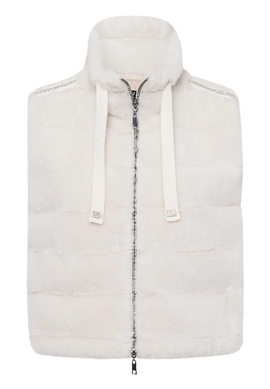 velvet dressTuzzi Cream Faux Fur Sleeveless Waistcoat