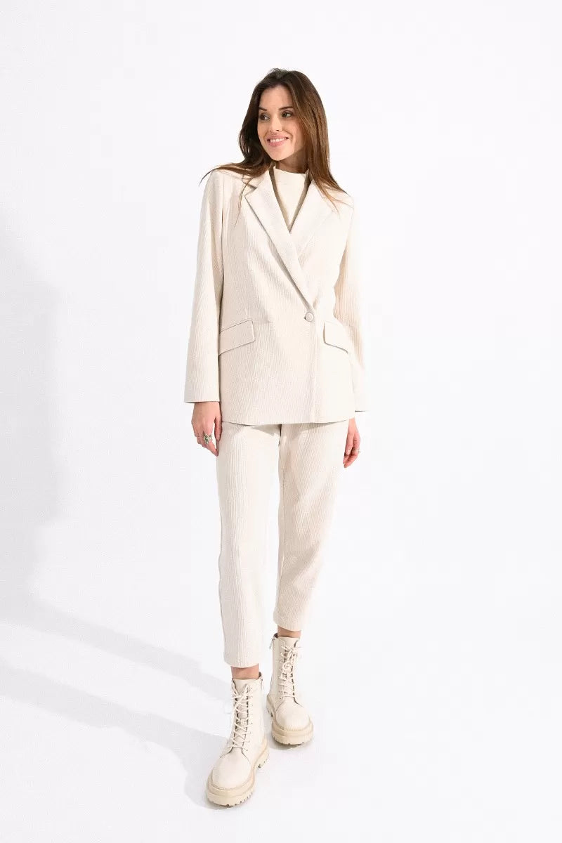 Huge Discounts Molly Bracken Off White Double Breasted Velvet Jacket