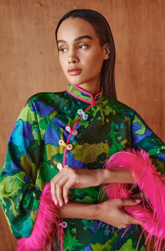 Bonus Savings Celia B Oliver Colourful Top & Pants With Pink Fluffy Trim