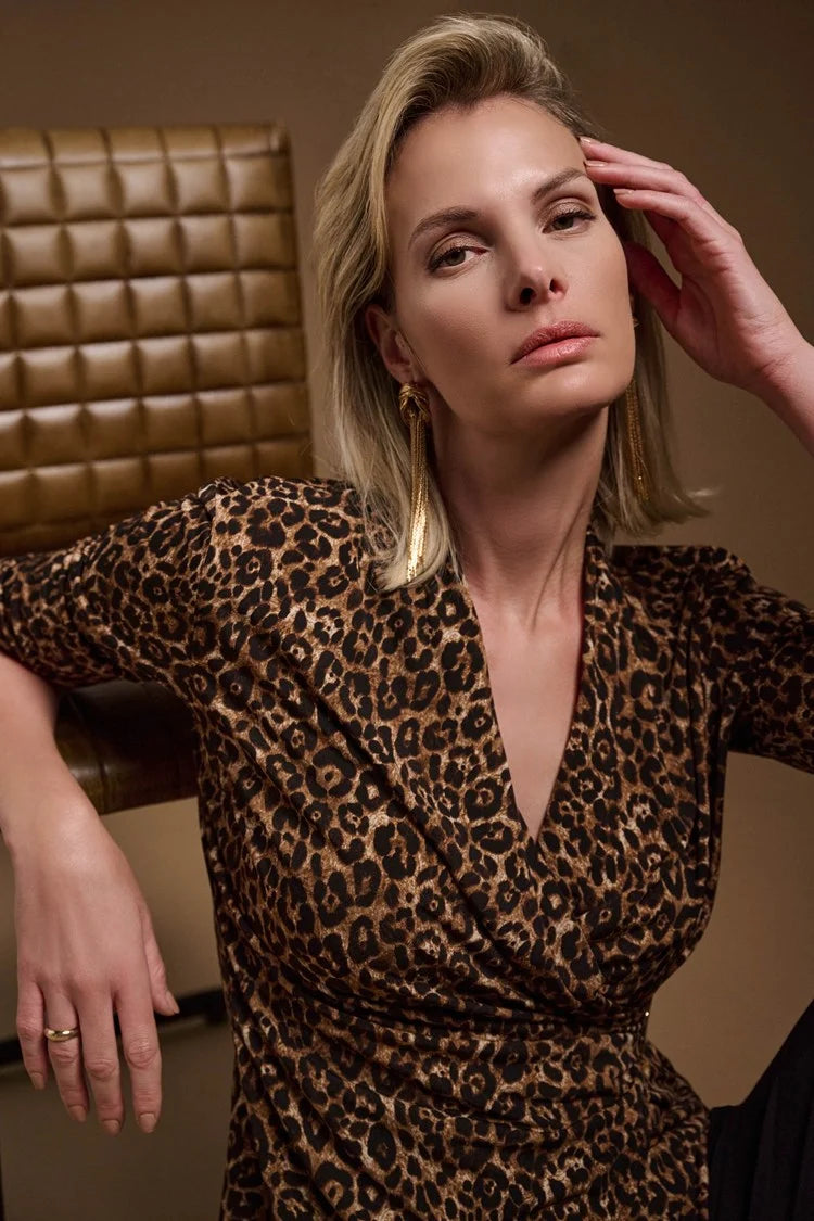 Price Reduction Joseph Ribkoff Silky Knit Animal Print Fitted Top