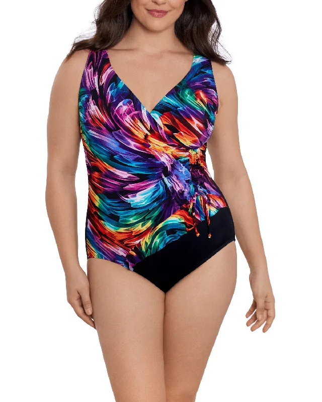Buy Now 2024 Longitude Ribbon Candy Ruffle Surplice Long Torso One Piece Swimsuit - L243210