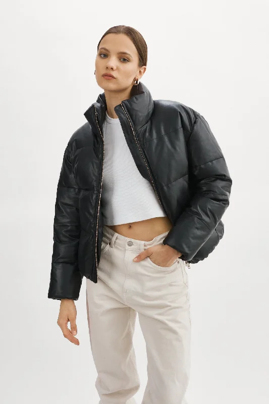 Massive Deals IRIS Leather Puffer Jacket