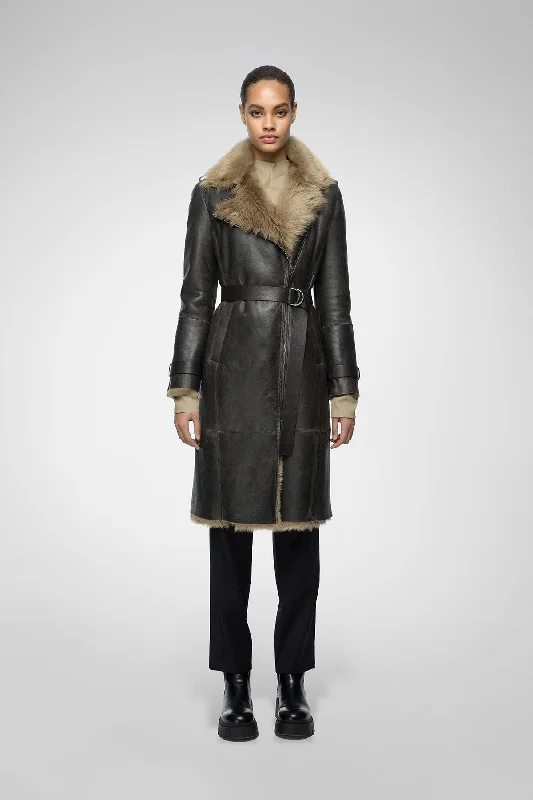 wool-blend coatHarmony - Deserd Beige Shearling Coat