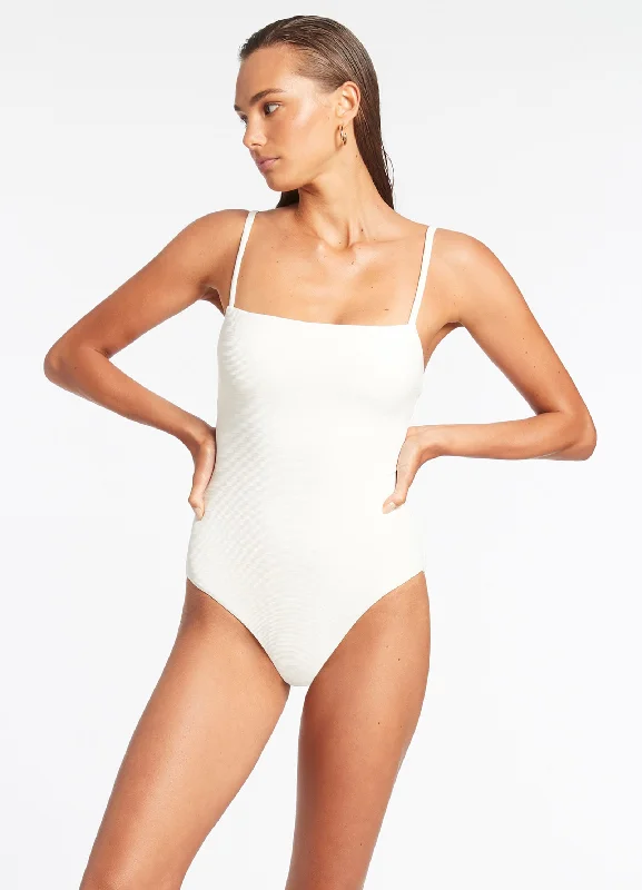 Savings Galore Isla Rib Minimal Tank One Piece - Cream