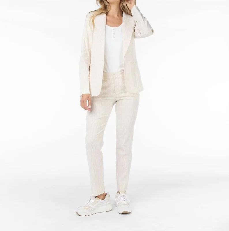 Stock Clearance Zebra Print Blazer In Sand