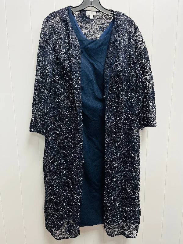 Year-End Sale Dress Set 2pc By Oleg Cassini In Navy, Size: 16