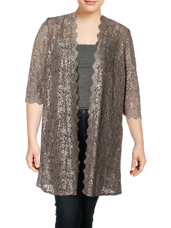 Today’s Deal Plus Womens Lace Sequined Jacket