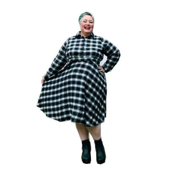 off-the-shoulder dressBlack and White Highland Fling Plus Size dress - made to order in all sizes