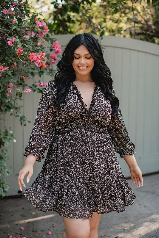 Midnight Madness Undeniable Floral Mini Dress - Black