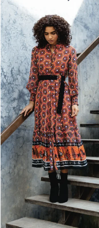 Value Deals Emily Lovelock Orange Viscose Georgette Dress