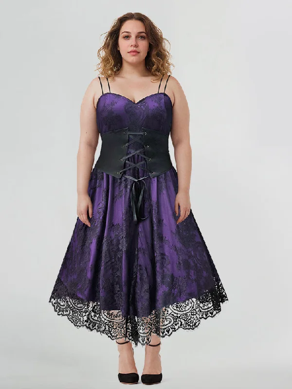 classic fit-and-flare dressHalloween Floral Lace Dress with Lace Up Corset