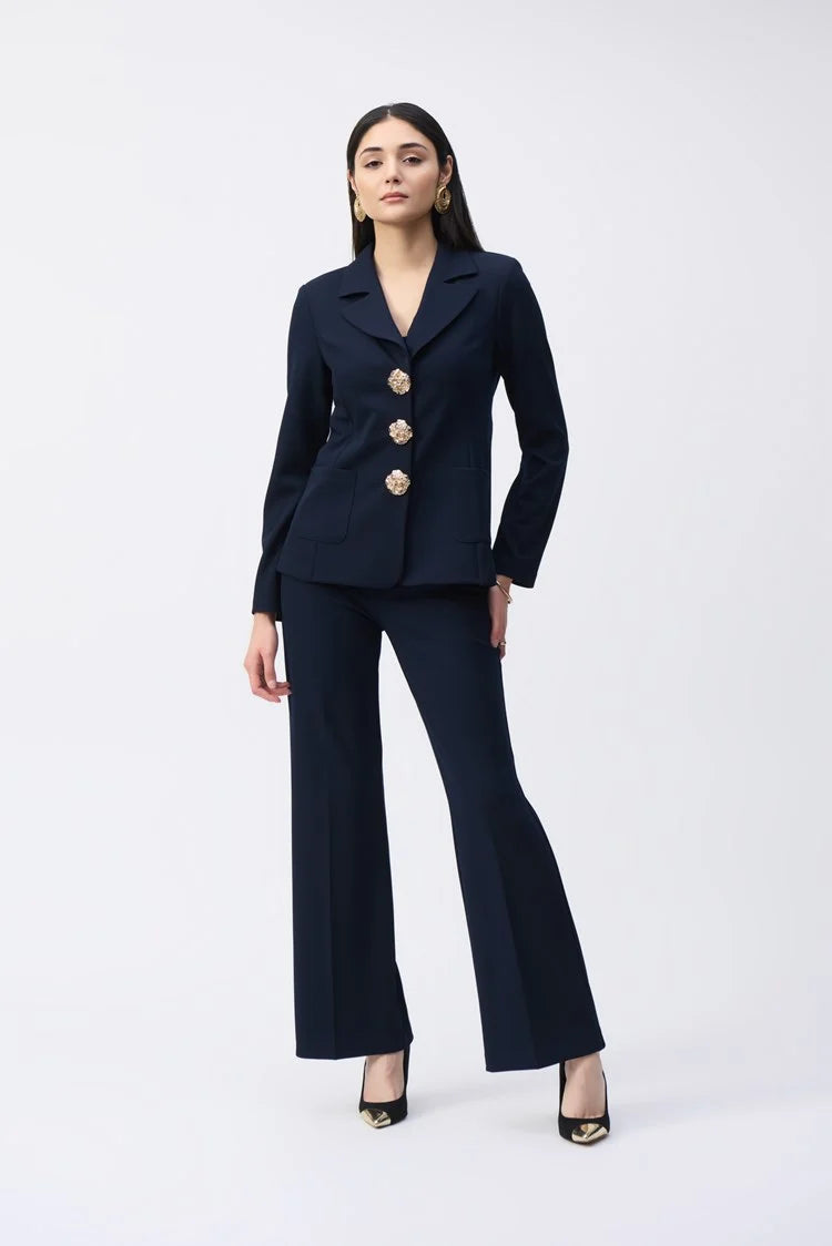 Bargain Blast Joseph Ribkoff Midnight Blue Scuba Crepe Fitted Blazer