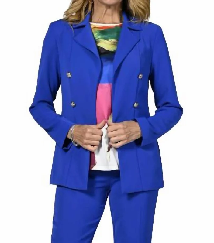 Price Drop Double Breasted Blazer - 236116 In Bright Royal