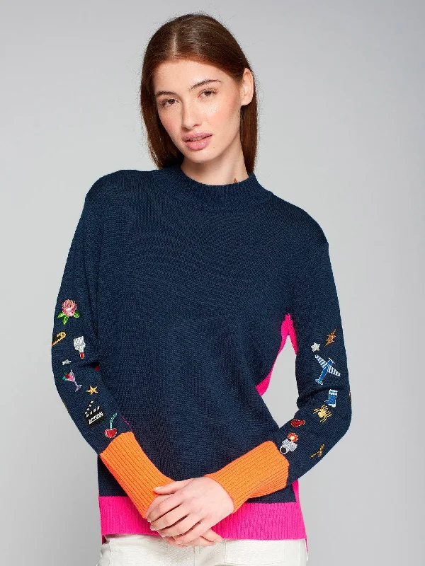 backless dressVilagallo Embroidered Turtleneck Sweater