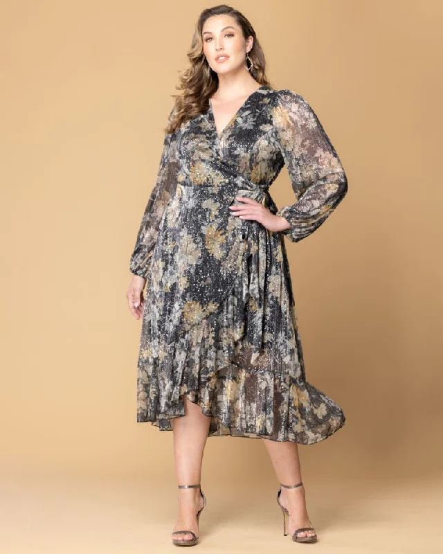 stylish dressClara Sparkling Long Sleeve Wrap Dress - Sale!