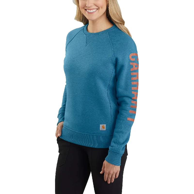 Savings Event Women's Relaxed Fit Midweight Crewneck Block Logo Sleeve Graphic Sweatshirt Savings Event Women's Relaxed Fit Midweight Crewneck Block Logo Sleeve Graphic Sweatshirt