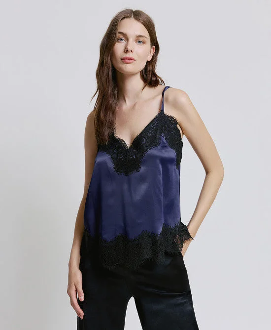 Special Price Access Fashion Navy/Black Satin Lace Camisole