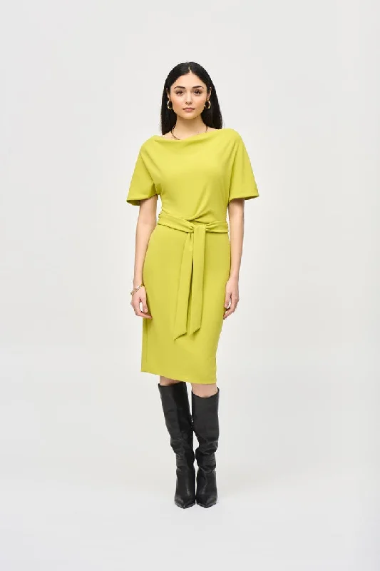 comfy dressJoseph Ribkoff Wasabi Scuba Crepe Belted Sheath Dres