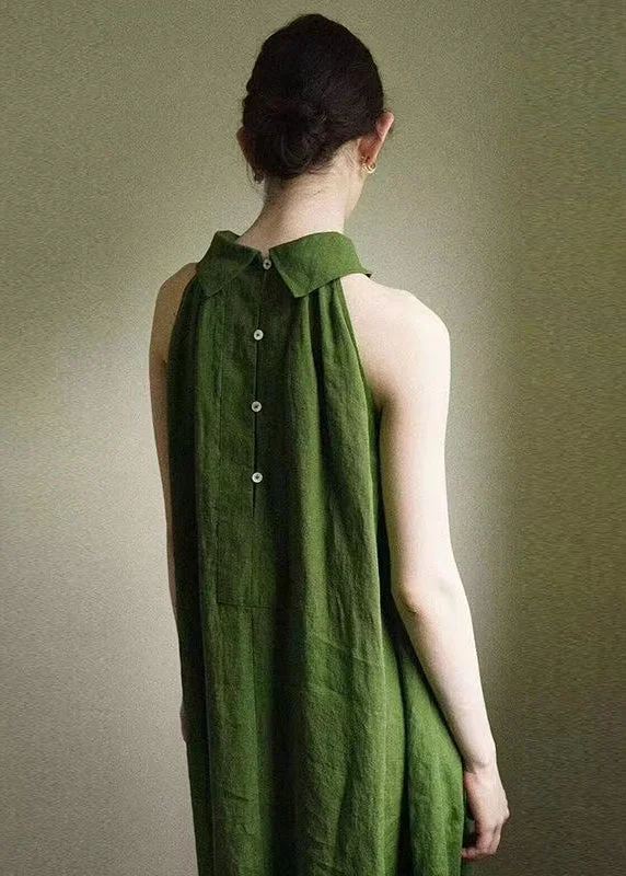 Overstock French Green Cold Shoulder Cotton Long Dress Summer