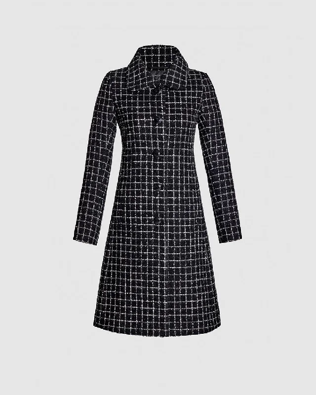 high-quality coatTweed Suri Alpaca Empire Waist A-line Coat