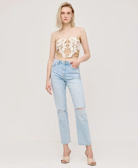 Deal Alert Access Fashion Mesh Buster Top With Lace Details