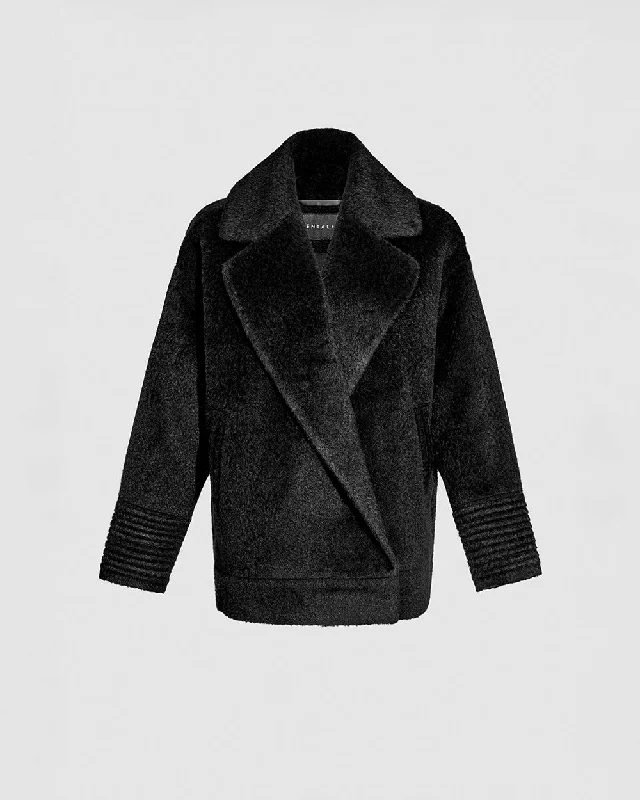 sporty jacketBouclé Alpaca Dropped Shoulder Aviator Jacket