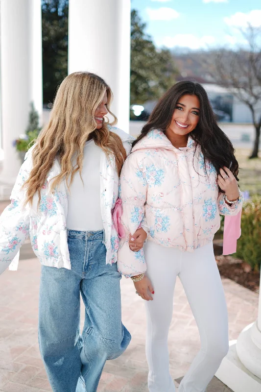 Friends and Family Sale Pretty In Floral Puffer Jacket