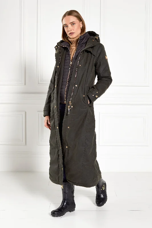 faux fur coatWax Longline Field Coat (Dark Olive)