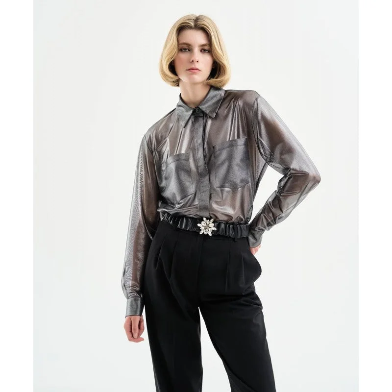 Bonus Savings Access Fashion Metallic Mesh Shirt
