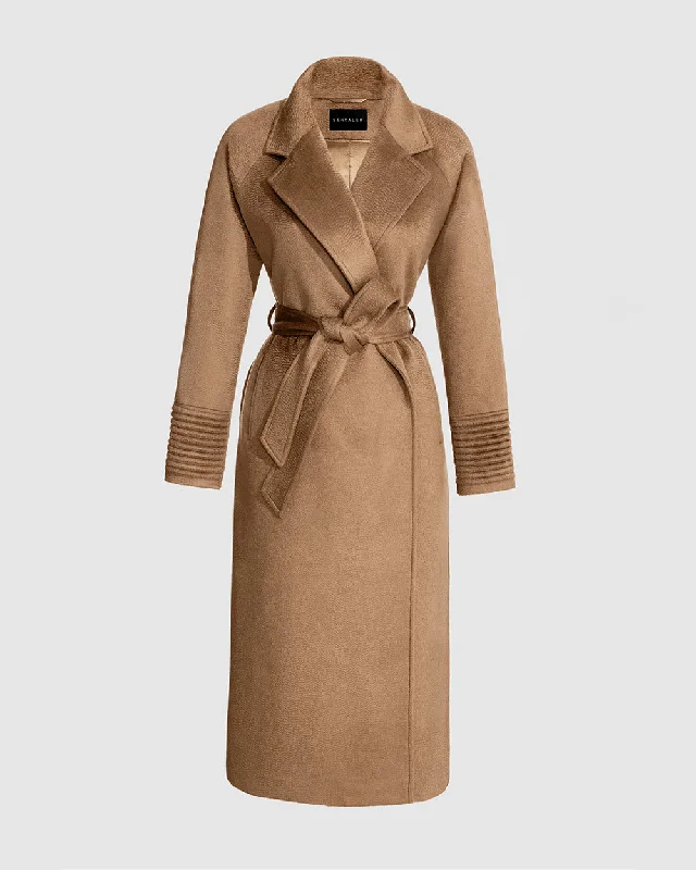 Savings Galore Suri Alpaca Long Notched Collar Raglan Sleeve Wrap Coat