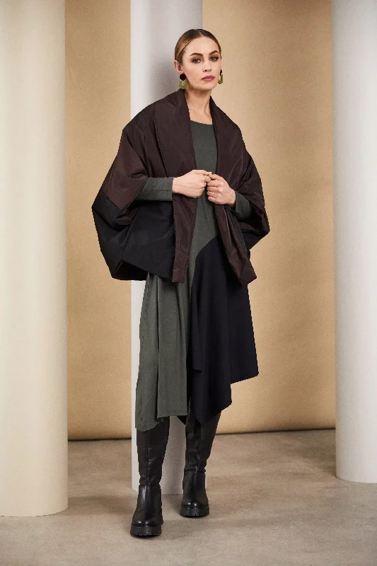 Amazing Deals Naya Batwing Brown/Black Poncho Jacket