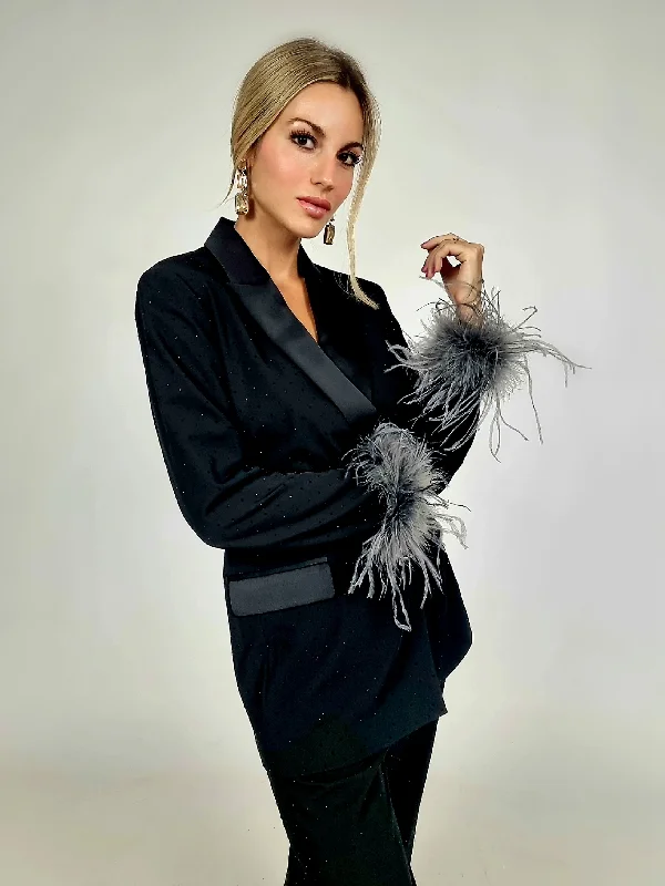 Limited Availability Access Fashion Grey Feather Cuff With Magnets