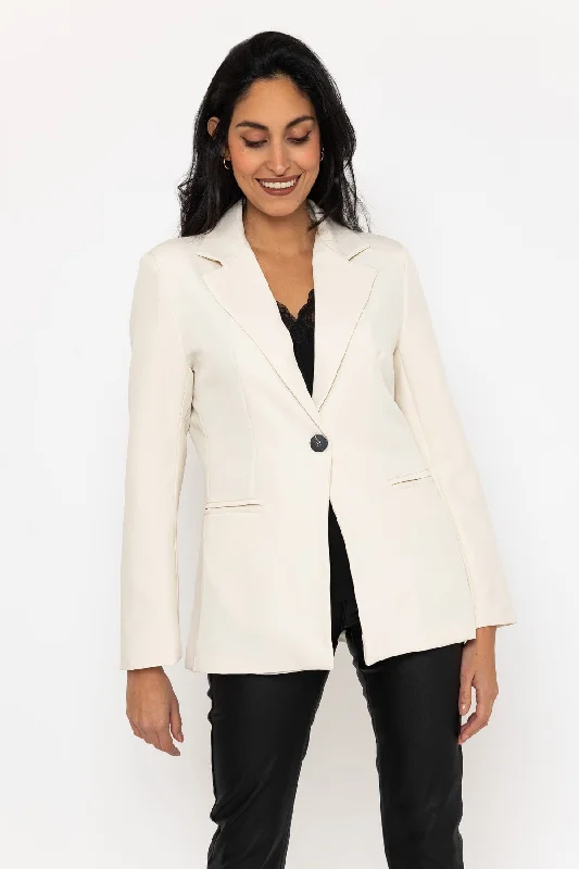 Can't Be Beat Stone White Fitted Blazer