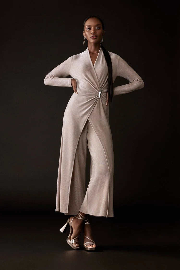 Massive Deals Joseph Ribkoff Shiny Knit Wide Leg Jumpsuit