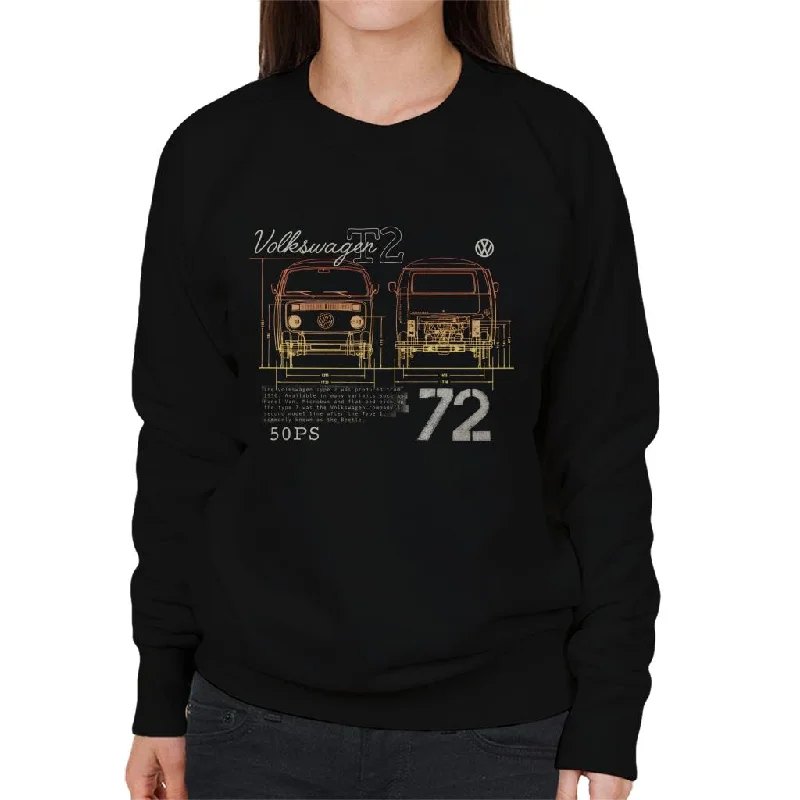 New Deals sleek gym hoodieVolkswagen T2 Mini Van Blueprint Women's Sweatshirt